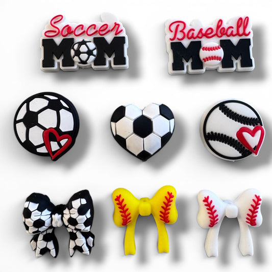 Sports Silicone Focal Bead Bundle Pack for Beadable Pens, Keychains, Wristlets, & Jewelry Making