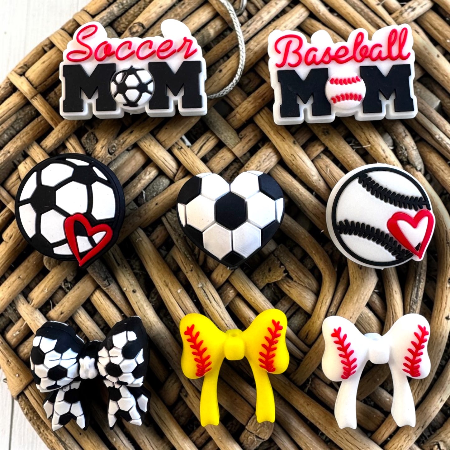 Sports Silicone Focal Bead Bundle Pack for Beadable Pens, Keychains, Wristlets, & Jewelry Making