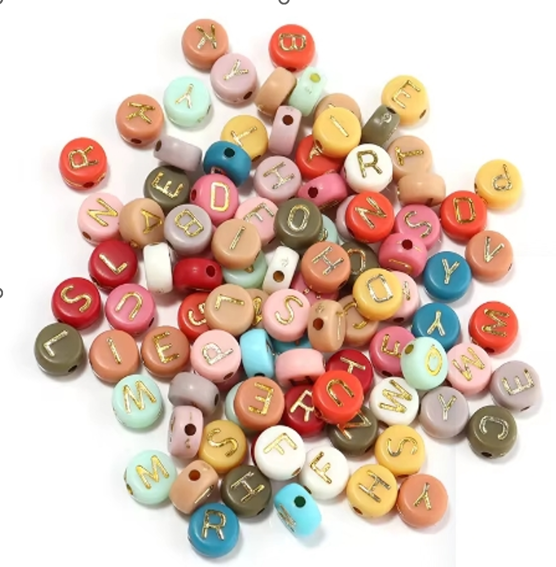 12M-216- 4 x 7mm (1,650 Count) Mixed "Neutral / Gold" Acrylic Letter Bead Pack