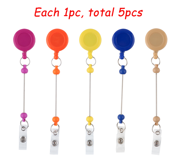 T - "Badge Reel Pack" - 5 Count Beadable Badge Reels