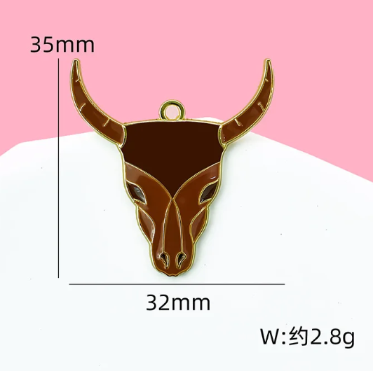 Q-A204 -Brown Bull Alloy Charm (1 Count)