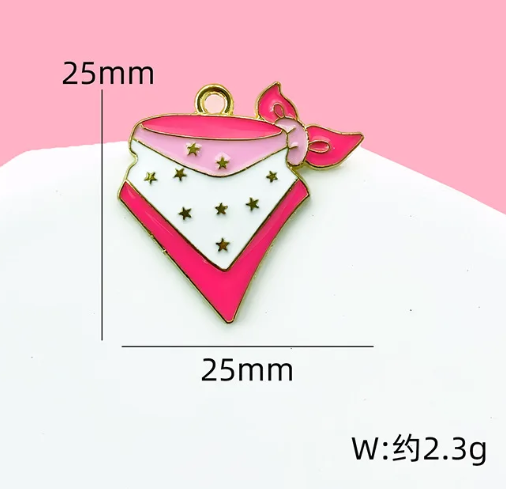 Q-A210 -Pink Bandana Alloy Charm (1 Count)