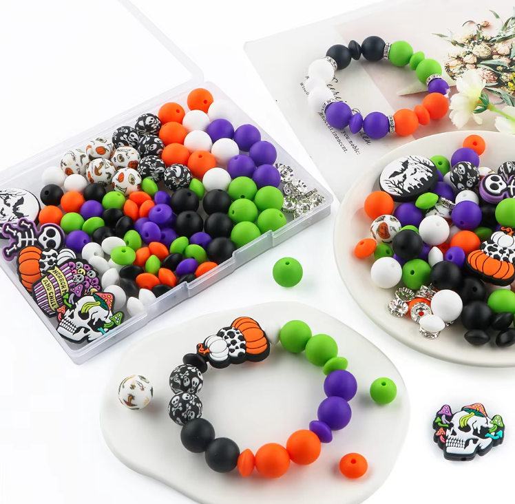 CK- 155 - "Halloween" 100 Piece Silicone Bead & Bling Boxed Kit