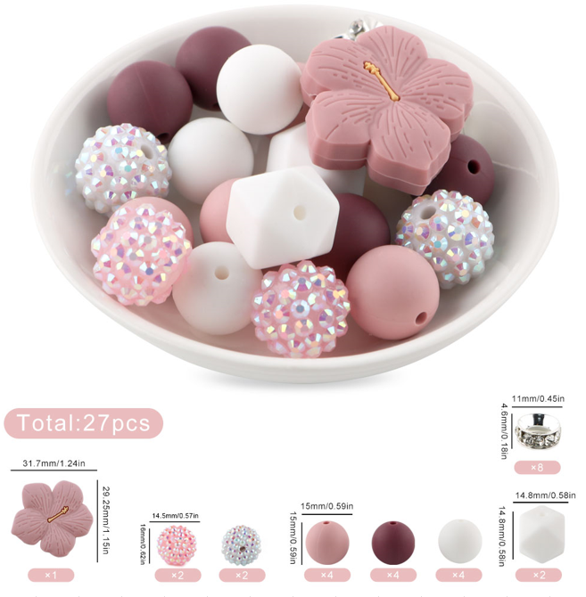 CK- 246 - "Mauve Floral"  Silicone Bead Bling Kit