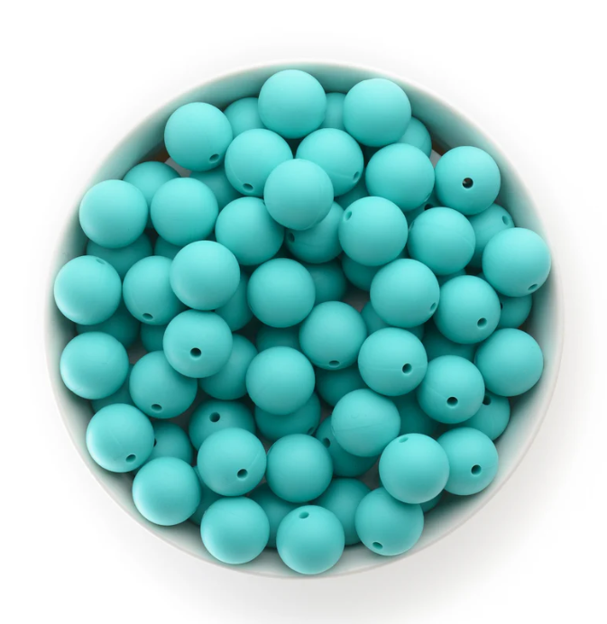 A5 - 15mm "Aqua" (10 Count)  Silicone Beads,  Keychain Making, DIY Pens