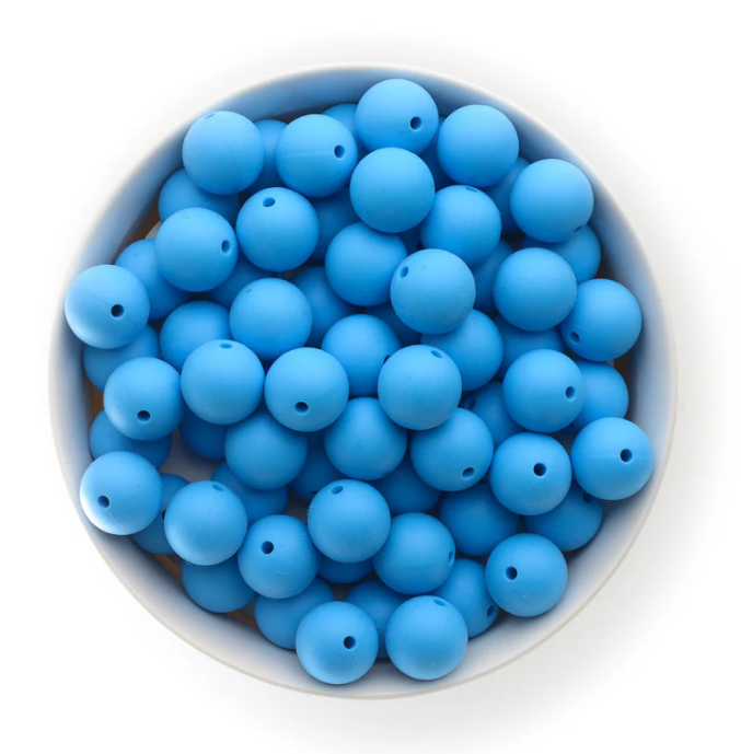 A38 - 15mm "Sky Blue" (10 Count)  Silicone Beads,  Keychain Making, DIY Pens