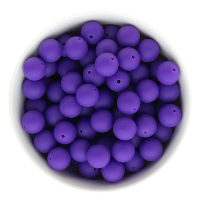 A37 - 15mm "Classic Purple" (10 Count) Silicone Beads,  Keychain Making, DIY Pens