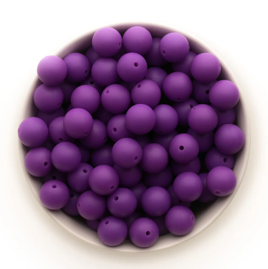 A34 - 15mm "Grape" (10 Count)  Silicone Beads,  Keychain Making, DIY Pens