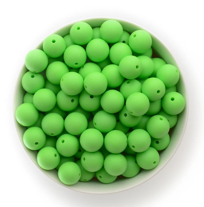 A25 - 15mm "Lime" (10 Count)  Silicone beads,  Craft Supplies, Keychain Making, DIY Pens