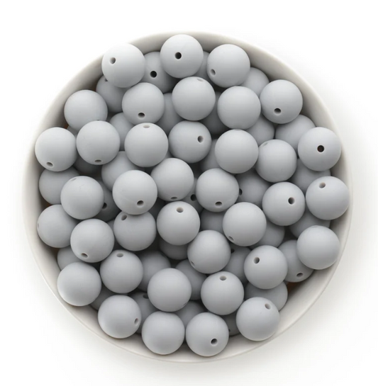 A33 - 15mm "Light Gray" (10 Count)  Silicone Beads,  Keychain Making, DIY Pens