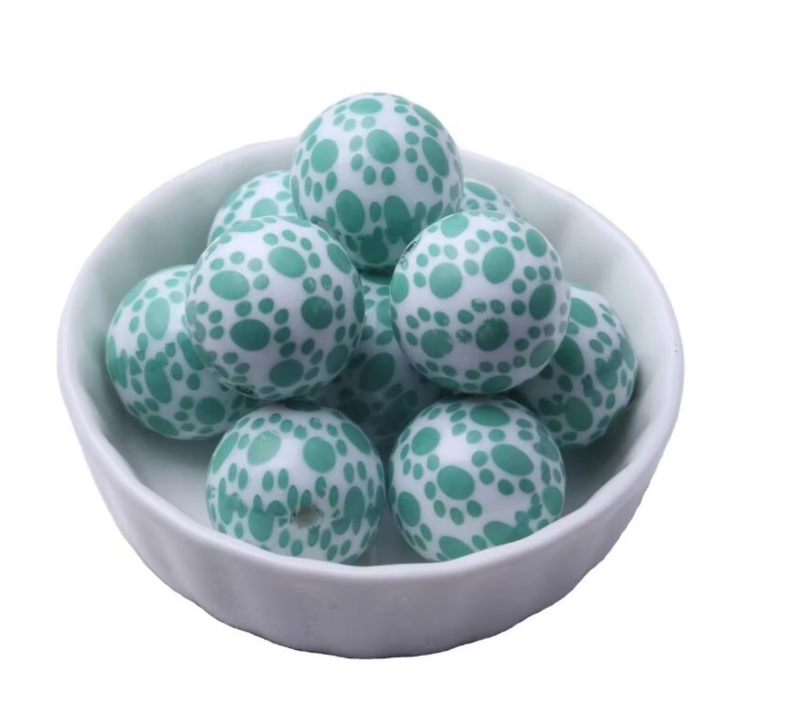 #908 - Mint Paw Acrylic Beads (1 Count)