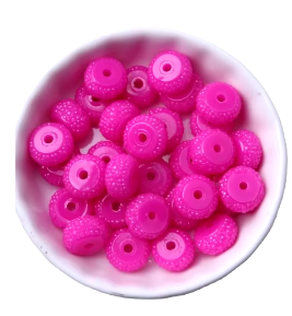 CK- 282 - 12mm "Solid Pink" Acrylic Rondelle Spacer Bead (10 Pack)