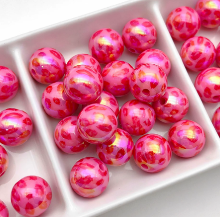 W352- 16mm "Pink  Lips" Opal Acrylic Bead (1 Count)