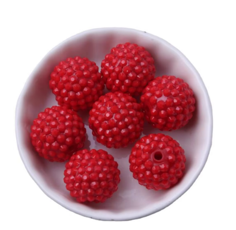 #142- 16mm "Red" Rhinestone Acrylic Bead (1 Count)