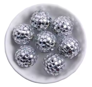 #134- 20mm "Silver Disco Mirrored" Rhinestone Acrylic Bead (1 Count)