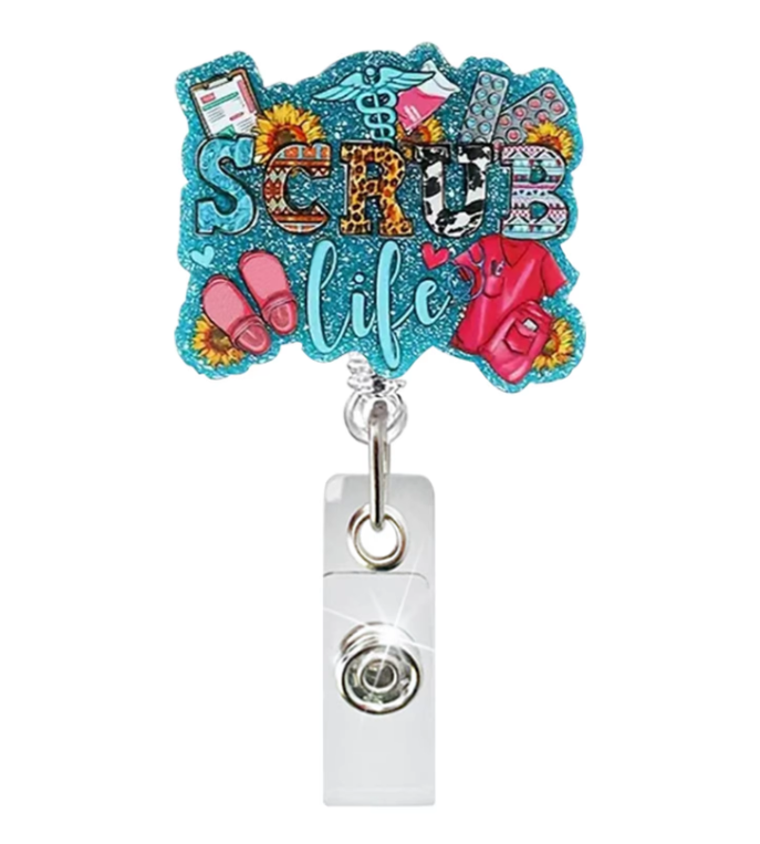 A57- "Scrub Life- Aqua" Retractable Badge Reel