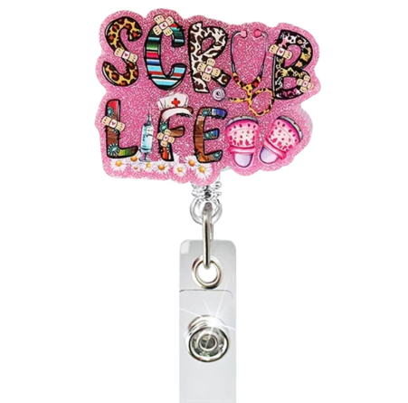 A58- "Scrub Life" Retractable Badge Reel