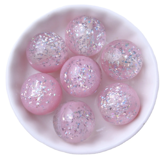 #911- 20mm "Pink" Twinkle Glitter Acrylic Beads (1 Count)