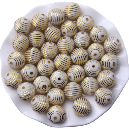 #800- 20mm "Gold Plated Lined" Acrylic Bead (1 Count)