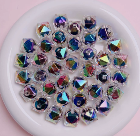 #448- 16mm "Black Core Ice Cube" Acrylic Bead (1 Count)