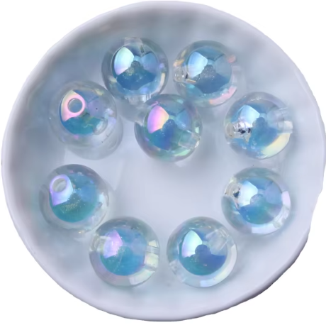 #280- 16mm "Light Blue Bubbles" Acrylic Bead (1 Count)