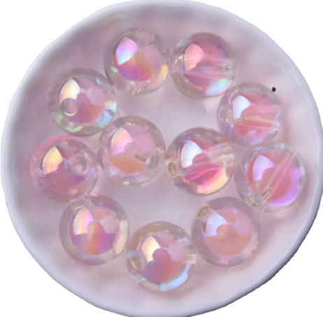 #652- 16mm "Light Pink Bubbles" Acrylic Bead (1 Count)