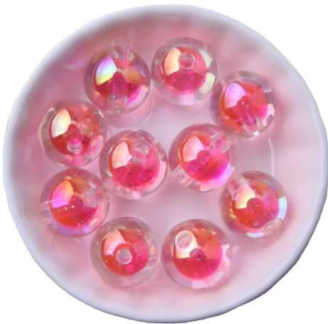 #279- 16mm "Dark Pink Bubbles" Acrylic Bead (1 Count)