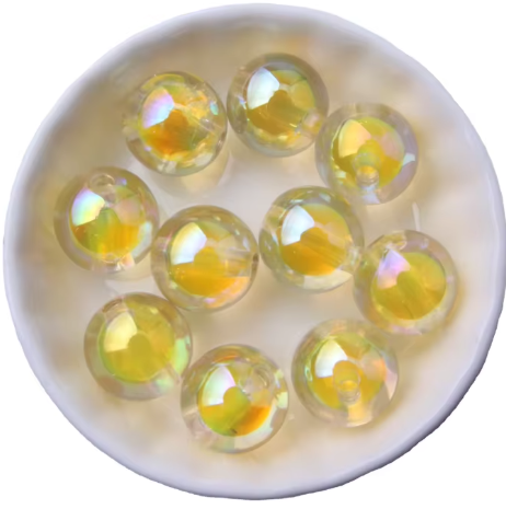 #650- 16mm "Yellow Bubbles" Acrylic Bead (1 Count)