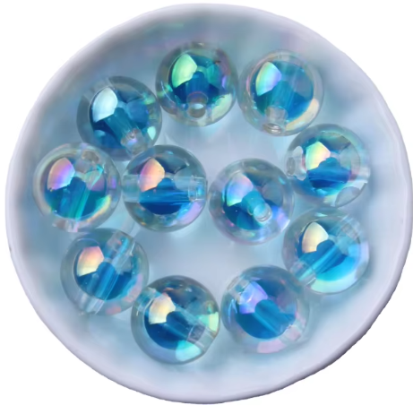 #653- 16mm "Blue Bubbles" Acrylic Bead (1 Count)