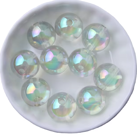 #290- 16mm "Mint Bubbles" Acrylic Bead (1 Count)