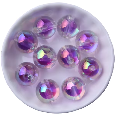 #644- 16mm "Purple Bubbles" Acrylic Bead (1 Count)