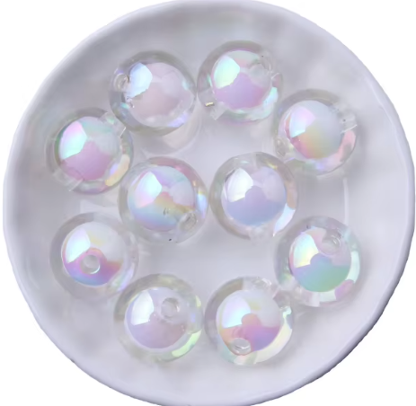 #287- 16mm "White Bubbles" Acrylic Bead (1 Count)