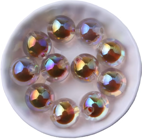 #606- 16mm "Brown Bubbles" Acrylic Bead (1 Count)