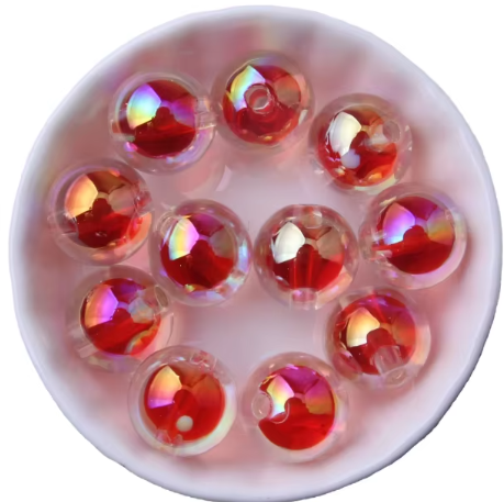 #640- 16mm "Red Bubbles" Acrylic Bead (1 Count)