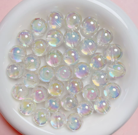 #683- 16mm "Clear Aurora Drops" Acrylic Bead (1 Count)