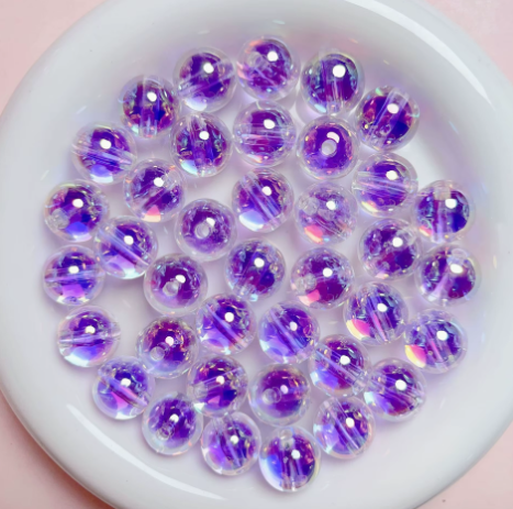 #663- 16mm "Purple Aurora Drops" Acrylic Bead (1 Count)