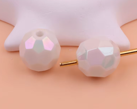 W332- 16mm "White" Opal Faceted Acrylic Bead (1 Count)