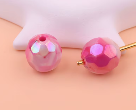 W333- 16mm "Pink" Opal Faceted Acrylic Bead (1 Count)