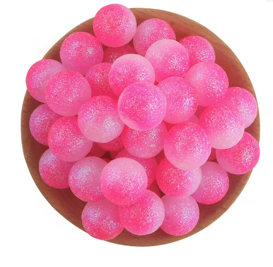 W455- 16mm Pink "Fairy Dust" Acrylic Bead (1 Count)