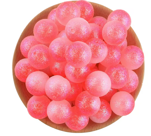W449- 16mm Red "Fairy Dust" Acrylic Bead (1 Count)