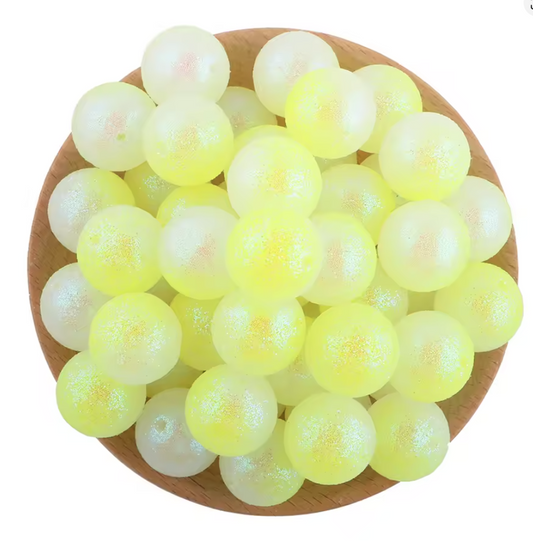 W476- 16mm Yellow "Fairy Dust" Acrylic Bead (1 Count)