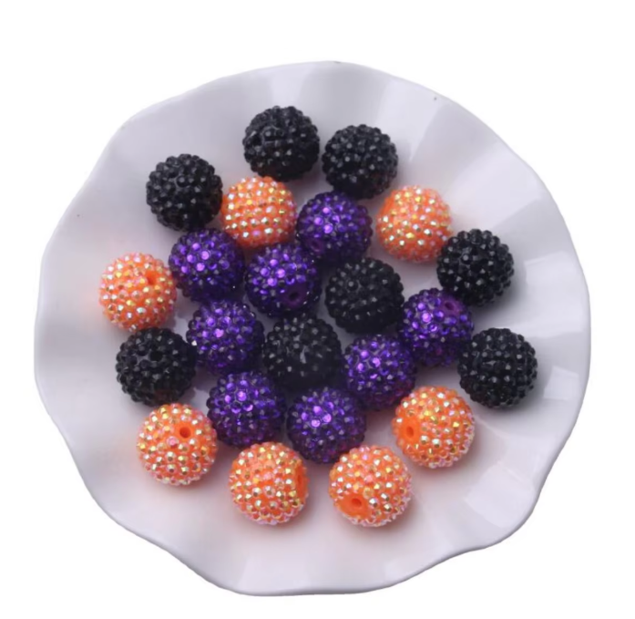 Z/27- 20mm Halloween (Mix A) Rhinestone Acrylic Beads (100 Count)