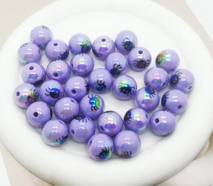 W399- 16mm  "Purple Spider" Opal Acrylic Bead (1 Count)