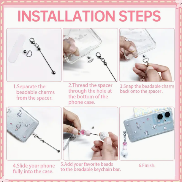 P95 - "Silver" Beadable Cell Phone Charm (1 Count)