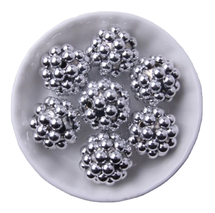 #1251 - 20mm "Silver" Opal Berry Acrylic Bead (1 Count)