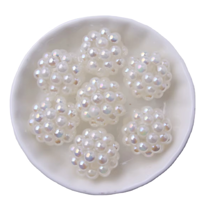 #1219- 20mm "Ivory" Opal Berry Acrylic Bead (1 Count)