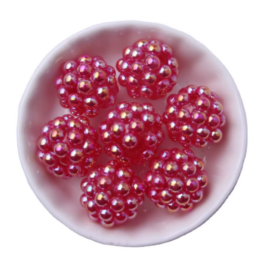 #1175 - 20mm "Dark Pink" Opal Berry Acrylic Bead (1 Count)