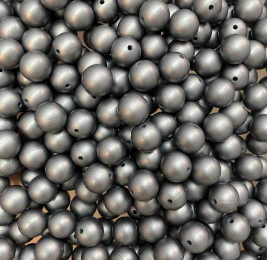 c 04 / 12mm - Matte Silver Silicone Bead