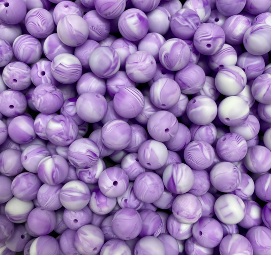 c 50/ 12mm - Purple Marble Silicone Bead