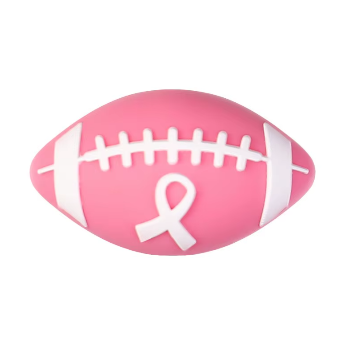 h1040- "Breast Cancer 3D Football" Silicone Focal Bead for DIY Crafts (1 Count)